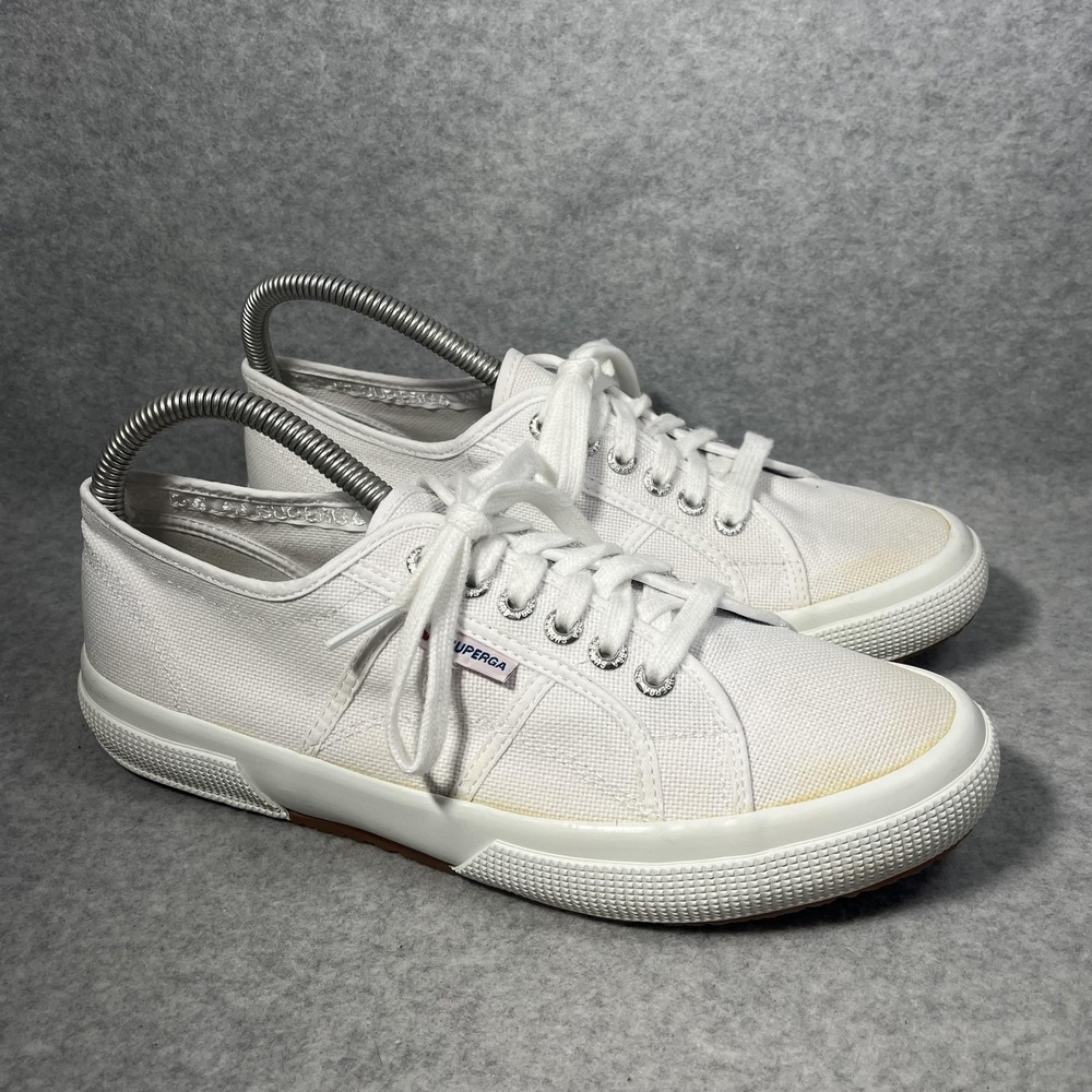 Superga 2750 Cotu Classic Shoes Mens Size 8.5 White Low Top Canvas Sneakers READ